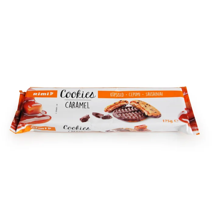 CEPUMI RIMI CARAMEL AR KARAMEĻU PILDĪJUMU, PIENA ŠOKOLĀDI UN TUMŠĀS ŠOKOLĀDES GABALIŅIEM 175G