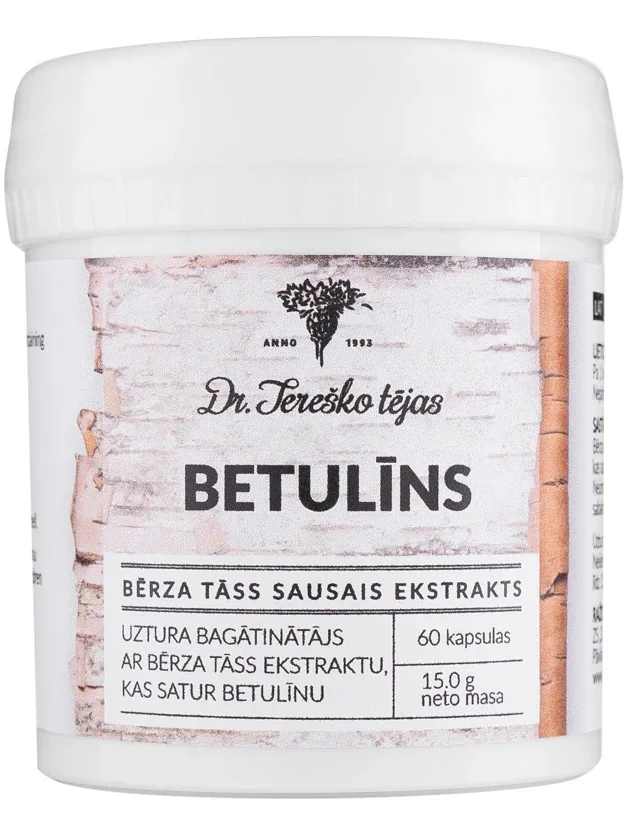 Betulīns 250 mg bērza tāss sausais ekstrakts, 60 kapsulas
