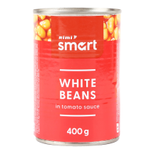 KONSERVĒTAS BALTĀS PUPIŅAS RIMI SMART TOMĀTU MĒRCĒ 400/200G
