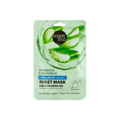 Маска для лица Organic Shop с алоэ и гиалуроновой кислотой, 1 шт.