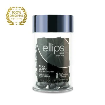 Витамины Ellips Silky Black Pro с кератином для тёмных волос, 50 капсул x 1 мл