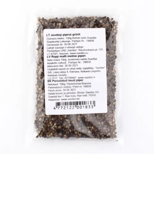 MELNIE PIPARI, VIDĒJI SASMALCINĀTI, 100G