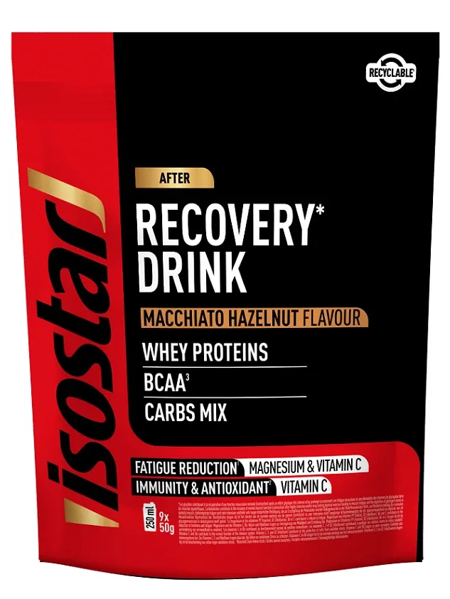 Isostar pulveris long energy recovery macchiato hazelnut, 450 g