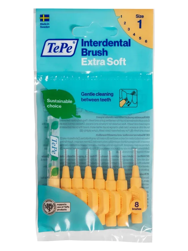 Tepe Interdental Brush starpzobu birstītes 0,45 mm, gaiši oranža, X-soft (īpaši mīksta), 8 gab.