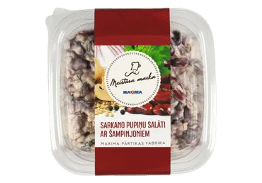 SARKANO PUPIŅU SALĀTI AR ŠAMPINJONIEM MEISTARA MARKA 500G