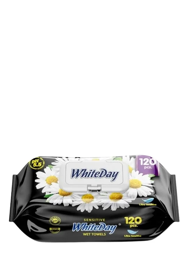 Влажные салфетки White Day Sensitive Chamomile, 120 шт.