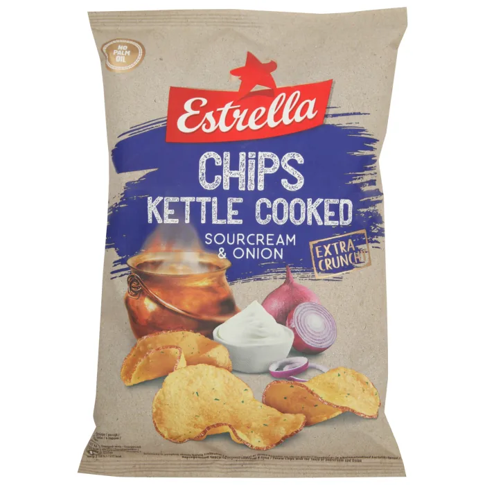 ČIPSI ESTRELLA AR SKĀBĀ KRĒJUMA UN SĪPOLU GARŠU 120G