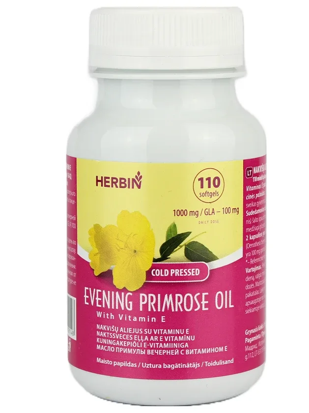 Naktssveces eļļa ar E vitamīnu, 110 kapsulas
