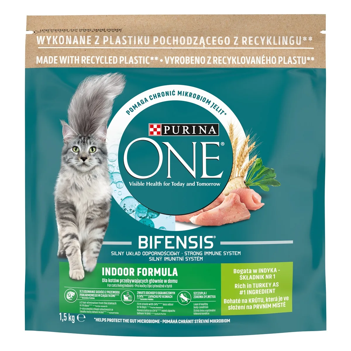 SAUSĀ BARĪBA KAĶIEM PURINA ONE INDOOR, AR TĪTARU, 1.5KG