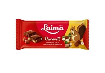 PIENA ŠOKOLĀDE LAIMA AR VESELIEM LAZDU RIEKSTIEM 90G