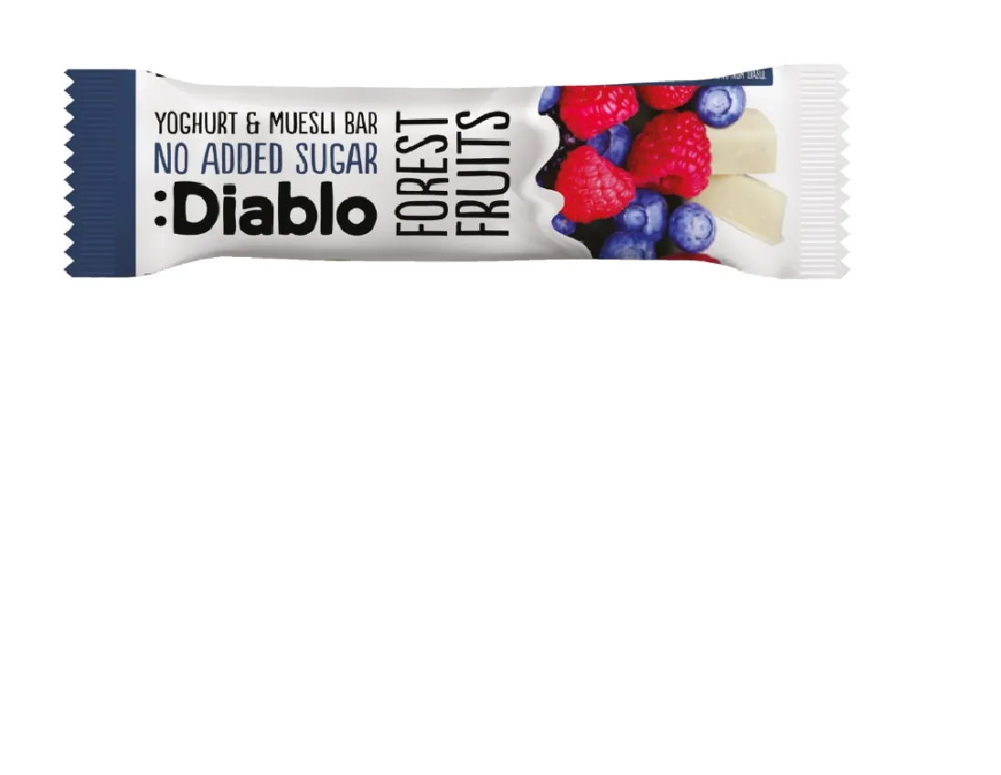MUSLI BATONIŅŠ DIABLO, AR MEŽA AUGĻU UN JOGURTU GARŠU, BEZ CUKURA, 30G