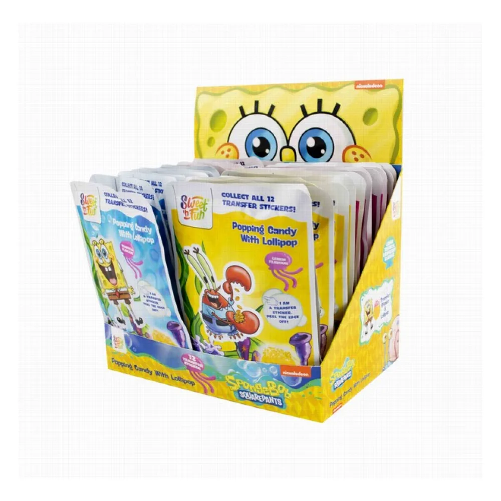 Леденец на палочке Sweet'n Fun SpongeBob с взрывной карамелью, 10 г