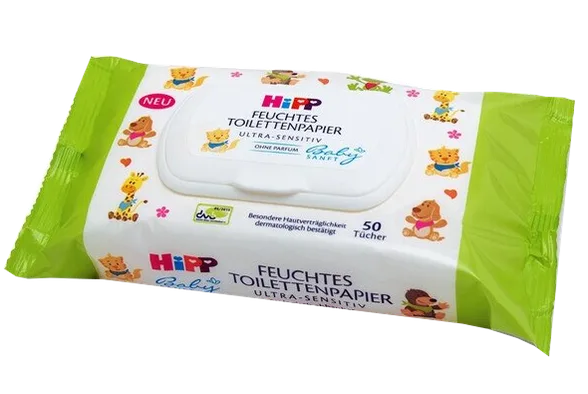 Hipp Babysanft mitrais tualetes papīrs, 50 gab.