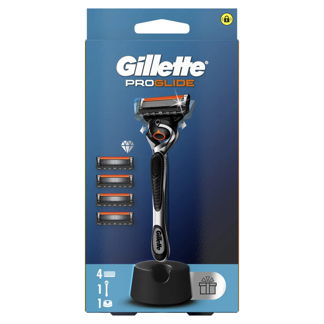 SKUVEKLIS GILLETTE FUSION PROGLIDE + KASETES 4GAB.