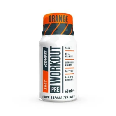 Iconfit Pre Workout Shot škidrums apelsīnu garša 60 ml