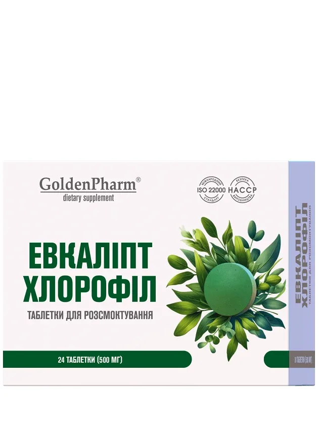 Golden pharm eucalyptus+chlorophyll 500 mg, 24 tabletes