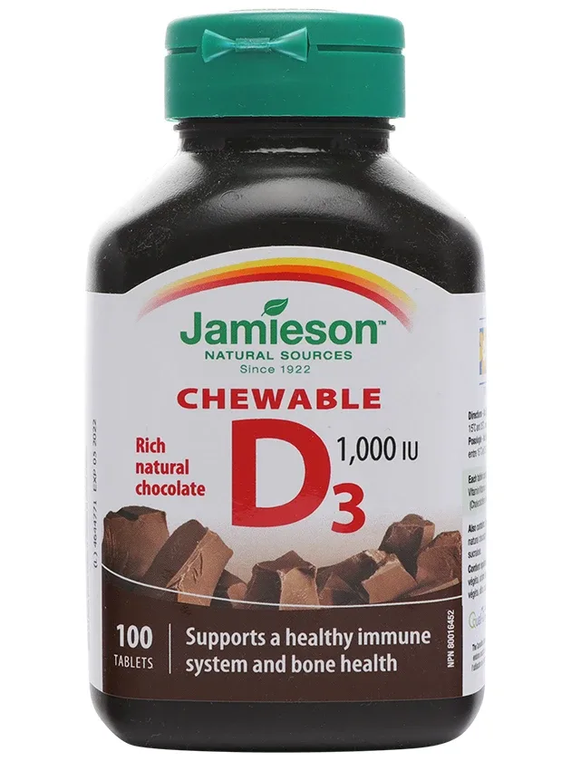 Jamieson Vitamin D 25 MKG, 100 košļājamās kapsulas