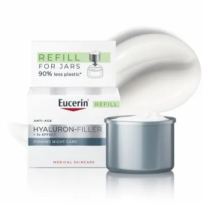 Eucerin Hyaluron-Filler +3X Effect ādu nostiprinoša nakts krēma, atkārtoti uzpildāms iepakojums (refill) 50 ml