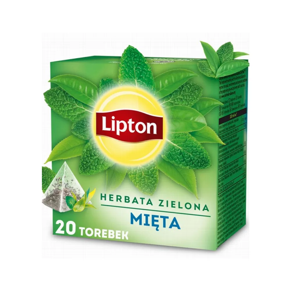 ZAĻĀ TĒJA LIPTON PY GREEN INTENSE MINT, 20 X 1,6 G (32 G)