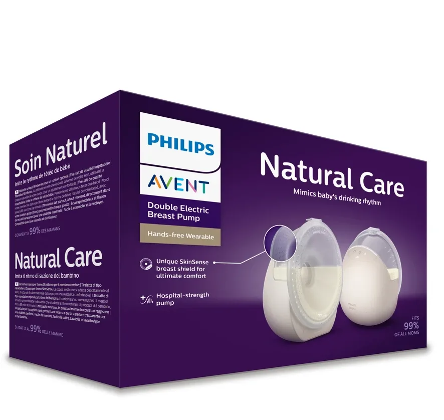 Philips Avent Natural Care dubultais brīvroku valkājamais krūts piena sūknis (uzlādējams)