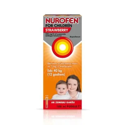 Nurofen For Children Strawberry 200 mg/5 ml suspensija iekšķīgai lietošanai 100 ml