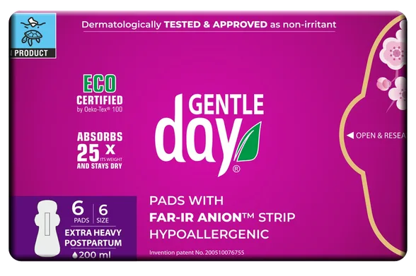 Gentle Day Extra Heavy Far-ir anion higiēniskās paketes, 6 gab.