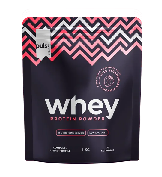 Puls Nutrition Whey Protein Wild strawberry low lactose pulveris, 1000 g