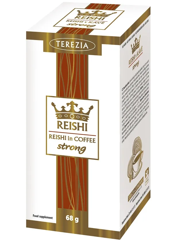 Terezia Reishi In Coffee strong augstas kvalitātes šķīstošā kafija ar reishi sēņu ekstraktu, 20 paciņas