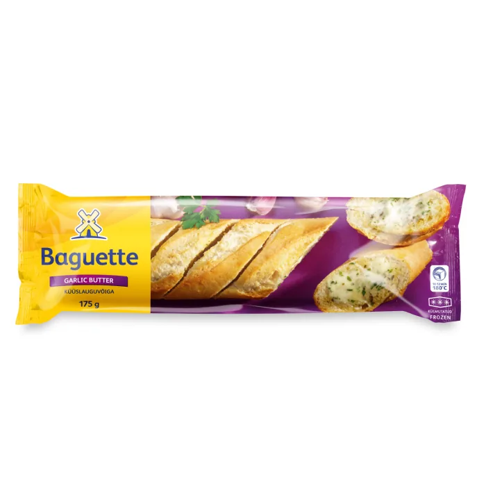 BAGETE LATVIJAS MAIZNIEKS IZCEP PATS AR ĶIPLOKU UN ZAĻUMU SVIESTU 175G