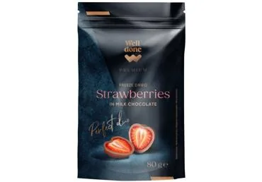 LIOFILIZĒTAS ZEMENES PIENA ŠOKOLĀDĒ WELL DONE PREMIUM 80G