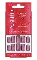 NAIL HQ SQUARE CHERRY GLAZE MĀKSLĪGO NAGU KOMPLEKTS