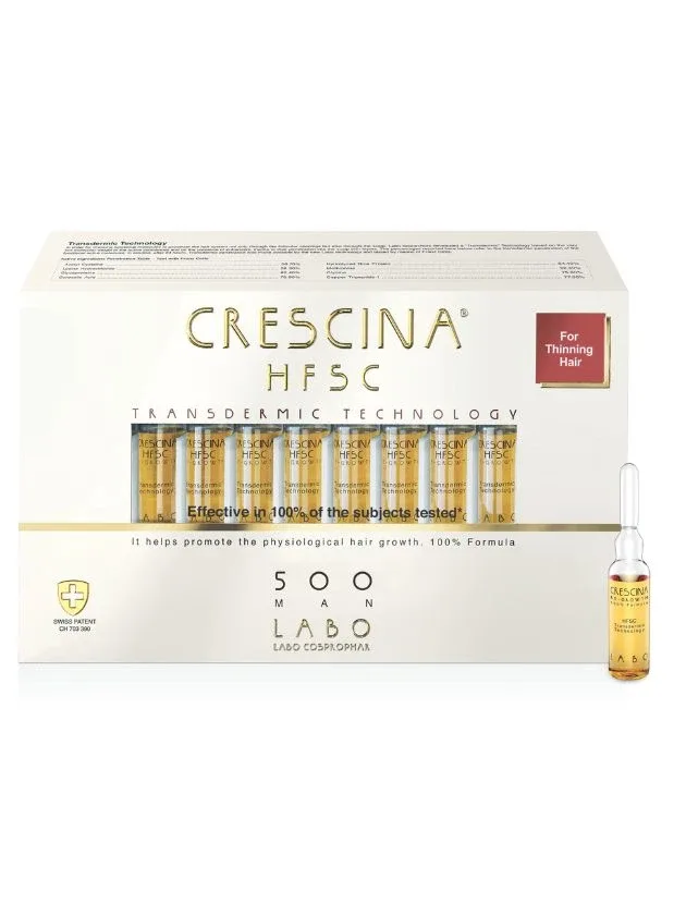 Crescina Transdermic HFSC Ampulas vīriešiem, intensitāte 500, 20 ampulas