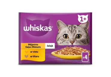 KONSERVĒTA KAĶU BARĪBA WHISKAS PUTNU GAĻA 4X85G