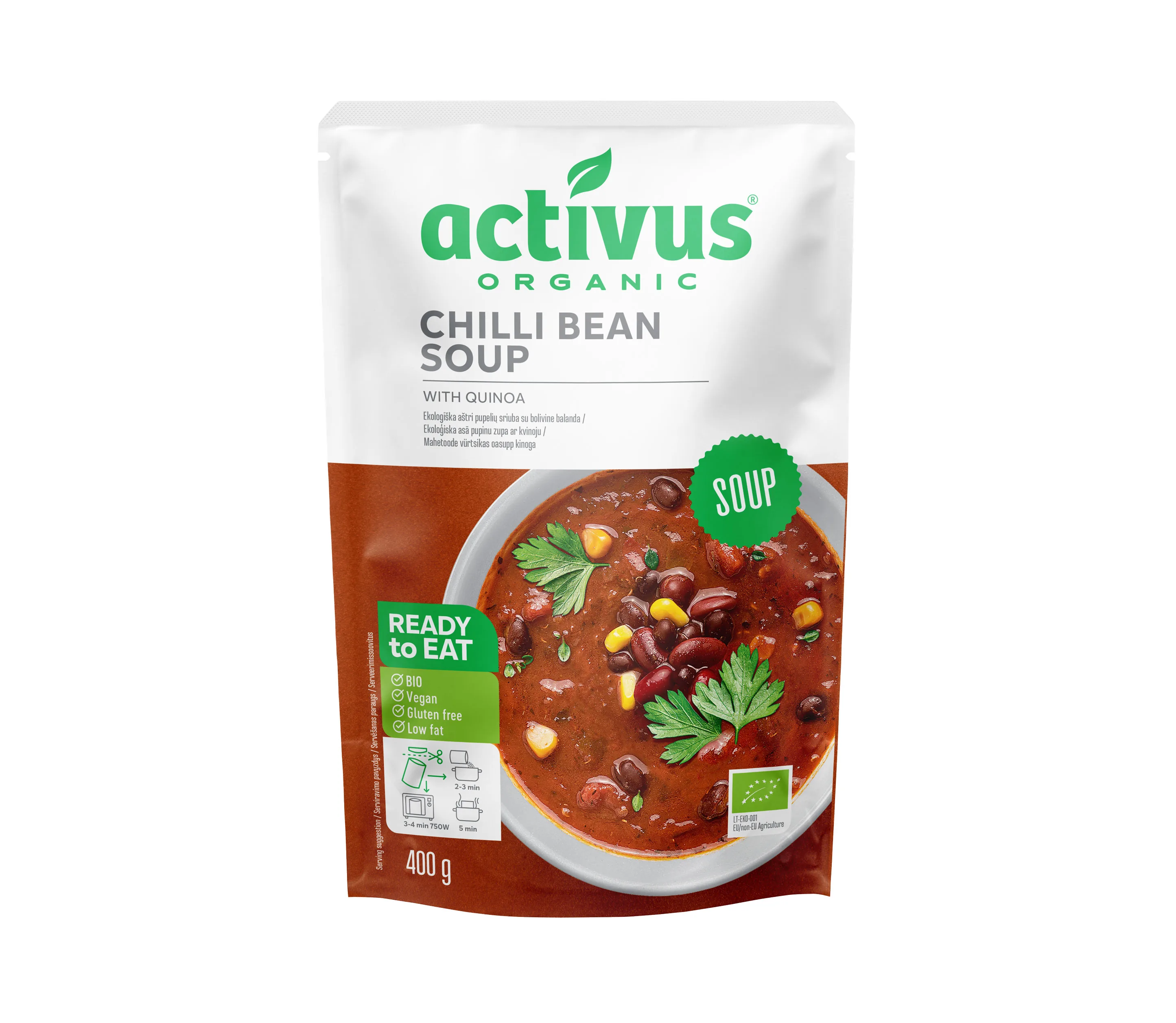 VEGĀNĀ ČILI PUPIŅU ZUPA ACTIVUS BIO, 400G
