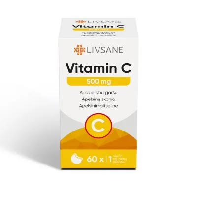 Livsane C vitamīns 500 mg košļājamās tabletes N60