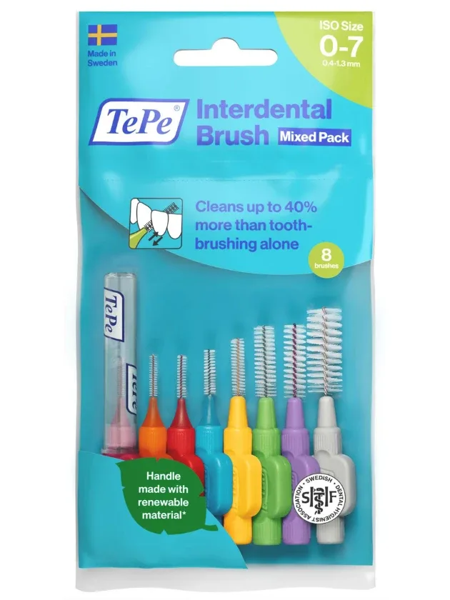 Tepe Interdental Brush starpzobu birstīšu jauktais komplekts, visi izmēri, 8 gab.
