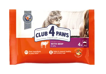 KAĶU KONSERVI CLUB 4 PAWS AR LIELLOPA GAĻU 4X85G