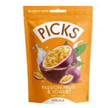 LIOFILIZĒTI PASIFLORAS JOGURTA KUBIŅI PERGALE PICKS AR PIENA KAKAO GLAZŪRU 90G