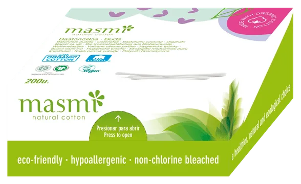 Masmi Organic Cotton vates kociņi, 200 gab.
