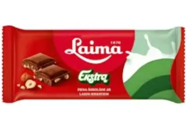 PIENA ŠOKOLĀDE EKSTRA AR LAZDU RIEKSTIEM LAIMA 90G