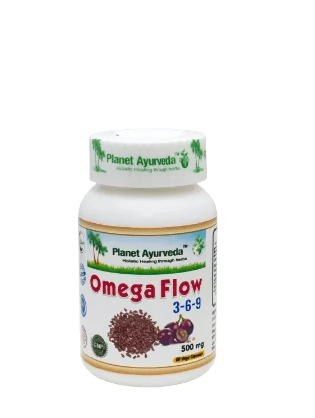 Planet Ayurveda® Omega Flow 3-6-9 omega taukskābju formula, 60 kapsulas
