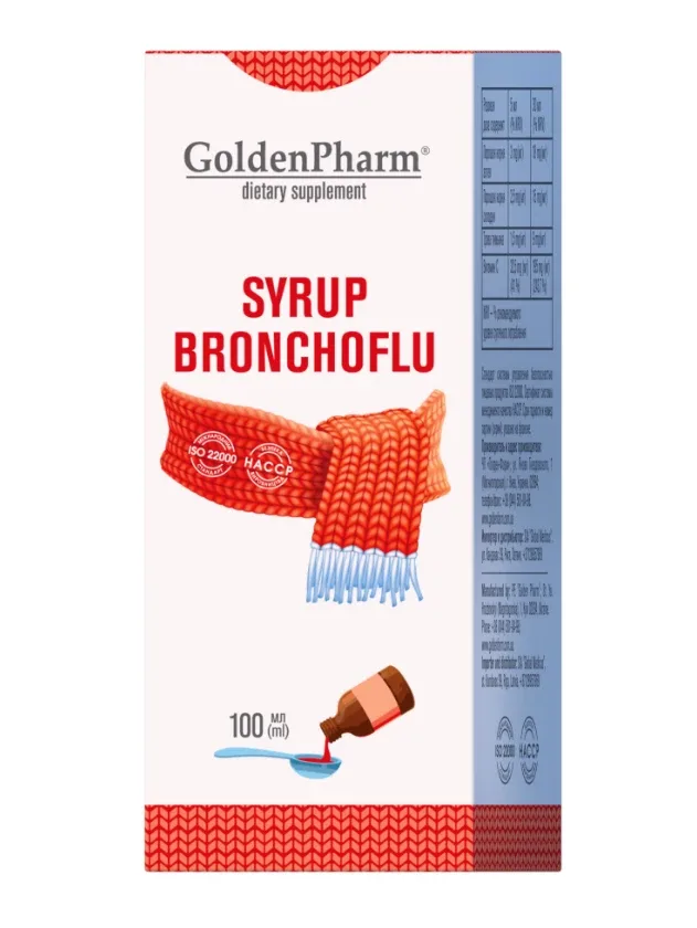 Golden pharm bronchoflu sīrups, 100 ml