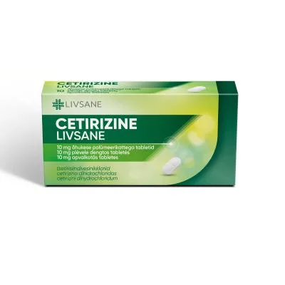 Livsane Cetirizine 10 mg apvalkotās tabletes N10