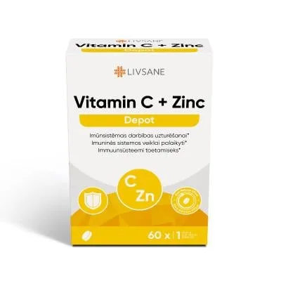 Livsane Vitamin C + Zinc depot tabletes N60