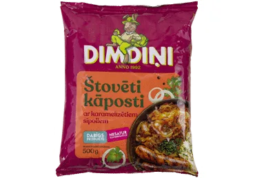 KĀPOSTI ŠTOVĒTI AR KARAMELIZĒTIEM SĪPOLIEM DIMDIŅI 500G