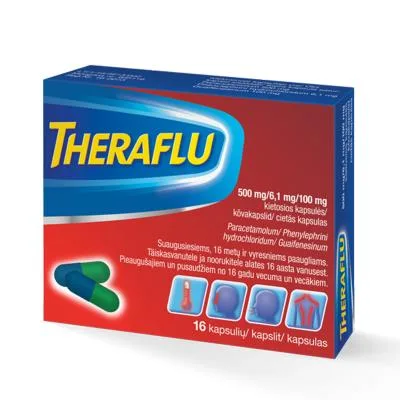 Theraflu 500 mg/ 6,1 mg/ 100 mg cietās kapsulas N16