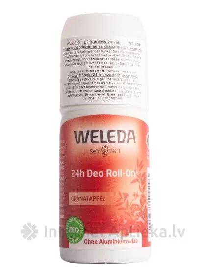 Weleda dezodorants granātābolu roll-on 24H, 50 ml