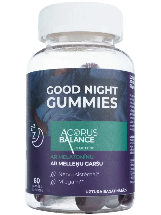 Acorus Balance Good Night gummies ar melatonīnu, 2.5GX60 pastilas