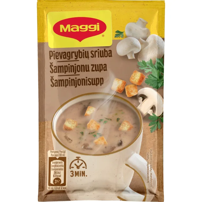 SAUSĀ ZUPA MAGGI ŠAMPINJONU AR GRAUZDIŅIEM ĀTRI PAGATAVOJAMĀ 14G