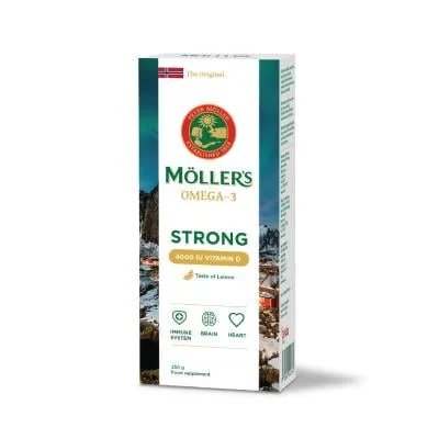 Mollers omega-3 strong vitamin D zivju eļļa 250 ml